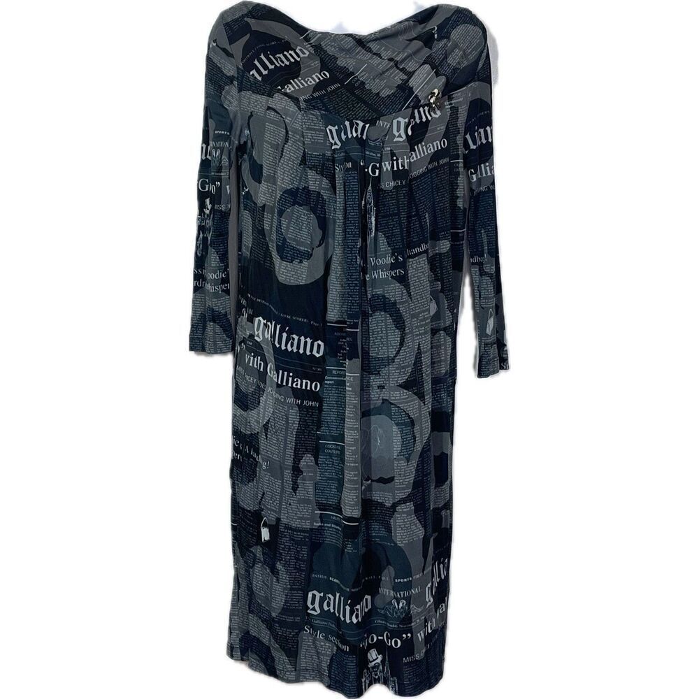 Galliano Vintage Newsprint Newspaper Gazette Newsprint Dress Size 28/42/M US